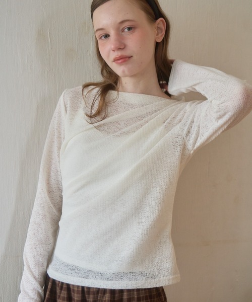 Birthday room(バースデイルーム)の「レースドレープTOPS/Lace drape tops(Tシャツ/カットソー・レディース・ライトブルー/ホワイト/ピンク・FREE)」の10枚目の写真