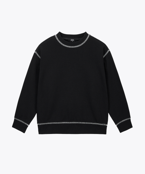 MUSINSA STANDARD KIDS（ムシンサスタンダードキッズ）の「コントラストカバー ステッチ スウェットシャツ [ブラック]（スウェット・レディース・その他・110/120/130/140/150/160）」の3枚目の写真