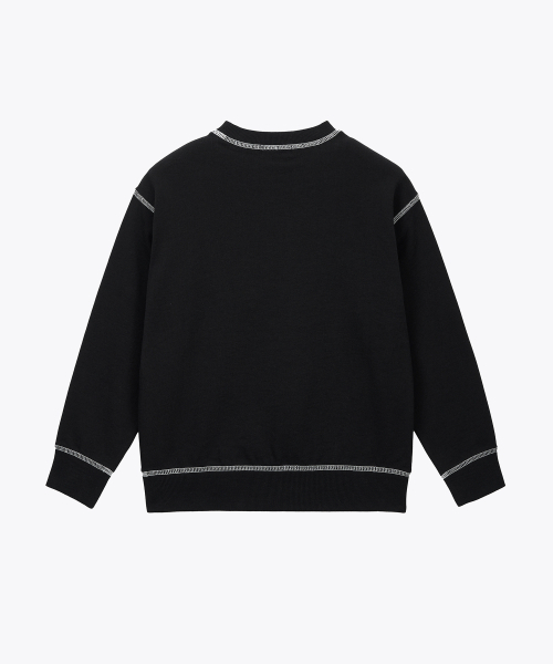 MUSINSA STANDARD KIDS（ムシンサスタンダードキッズ）の「コントラストカバー ステッチ スウェットシャツ [ブラック]（スウェット・レディース・その他・110/120/130/140/150/160）」の4枚目の写真