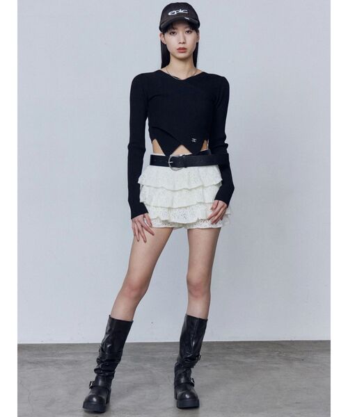 EMODA(エモダ)の「ワイドクロスクロップドニット(ニット/セーター・レディース・ブラック/グレー/ライム/アイボリー・FREE)」の15枚目の写真