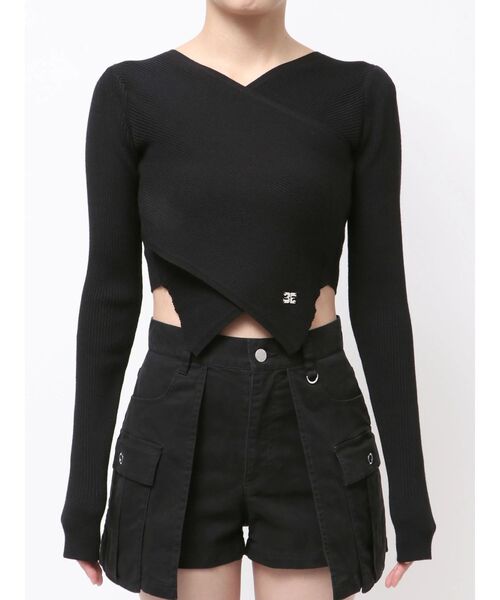 EMODA(エモダ)の「ワイドクロスクロップドニット(ニット/セーター・レディース・ブラック/グレー/ライム/アイボリー・FREE)」の16枚目の写真