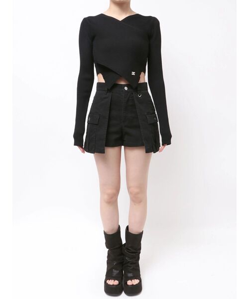 EMODA(エモダ)の「ワイドクロスクロップドニット(ニット/セーター・レディース・ブラック/グレー/ライム/アイボリー・FREE)」の7枚目の写真