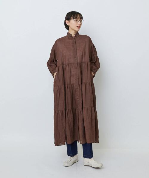 LOISIR（ロワズィール）の「ラミーティアードワンピース（ワンピース・レディース・ブルー/ブラウン・FREE）」の4枚目の写真