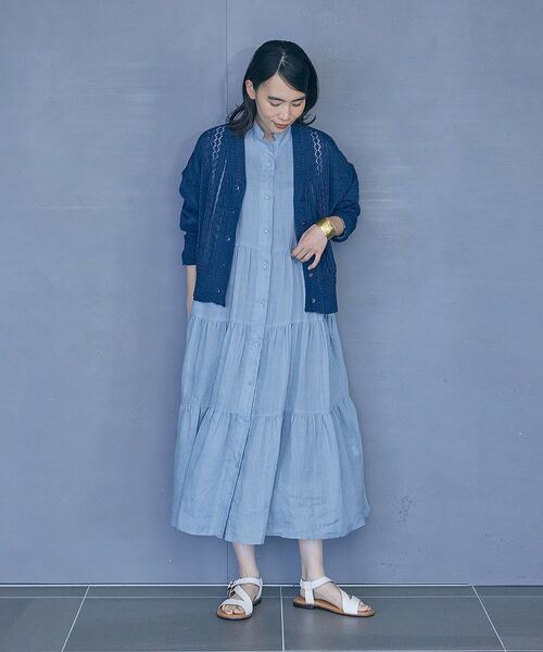 LOISIR（ロワズィール）の「ラミーティアードワンピース（ワンピース・レディース・ブルー/ブラウン・FREE）」の8枚目の写真