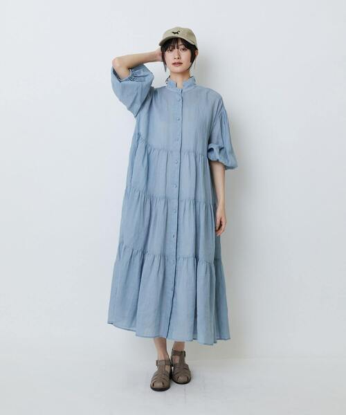 LOISIR（ロワズィール）の「ラミーティアードワンピース（ワンピース・レディース・ブルー/ブラウン・FREE）」の9枚目の写真