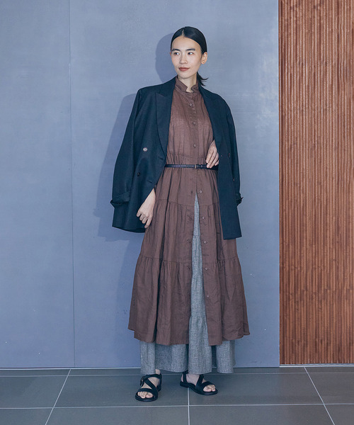 LOISIR（ロワズィール）の「ラミーティアードワンピース（ワンピース・レディース・ブルー/ブラウン・FREE）」の2枚目の写真