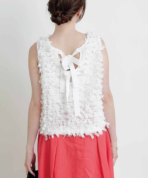 PICCIN(ピッチン)の「後ろリボンベスト(ベスト・レディース・ブラック/オフホワイト・M)」の5枚目の写真