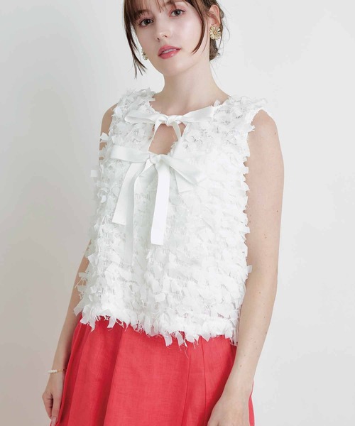 PICCIN(ピッチン)の「後ろリボンベスト(ベスト・レディース・ブラック/オフホワイト・M)」の11枚目の写真