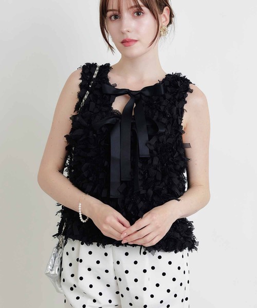 PICCIN(ピッチン)の「後ろリボンベスト(ベスト・レディース・ブラック/オフホワイト・M)」の12枚目の写真