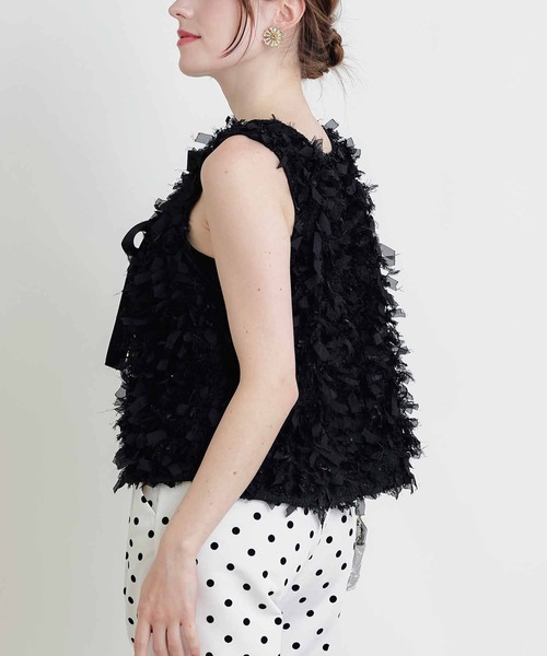 PICCIN(ピッチン)の「後ろリボンベスト(ベスト・レディース・ブラック/オフホワイト・M)」の13枚目の写真