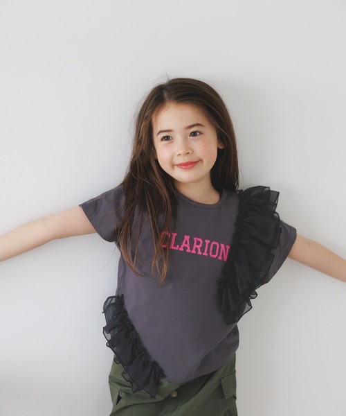 BAYFLOW（ベイフロー）の「[大人気Tシャツ!!デザインをアップデート★]アシメオーガンジーフリルT(KIDS)（Tシャツ/カットソー・キッズ・パープル/イエロー/チャコール・140cm/130cm/120cm/110cm/150cm）」の6枚目の写真