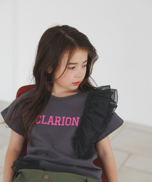 BAYFLOW（ベイフロー）の「[大人気Tシャツ!!デザインをアップデート★]アシメオーガンジーフリルT(KIDS)（Tシャツ/カットソー・キッズ・パープル/イエロー/チャコール・140cm/130cm/120cm/110cm/150cm）」の7枚目の写真