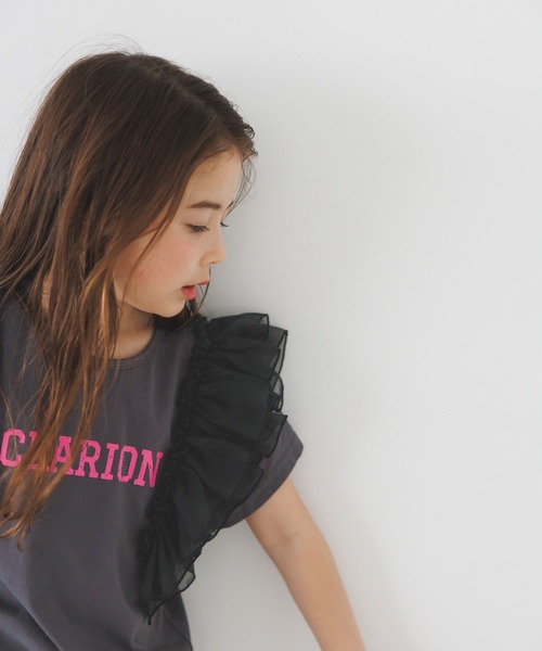BAYFLOW（ベイフロー）の「[大人気Tシャツ!!デザインをアップデート★]アシメオーガンジーフリルT(KIDS)（Tシャツ/カットソー・キッズ・パープル/イエロー/チャコール・140cm/130cm/120cm/110cm/150cm）」の8枚目の写真