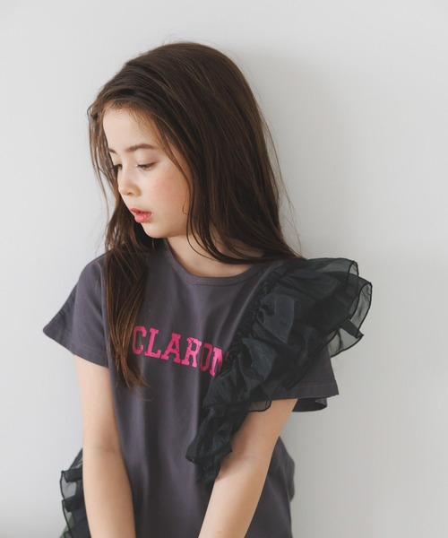 BAYFLOW（ベイフロー）の「[大人気Tシャツ!!デザインをアップデート★]アシメオーガンジーフリルT(KIDS)（Tシャツ/カットソー・キッズ・パープル/イエロー/チャコール・140cm/130cm/120cm/110cm/150cm）」の10枚目の写真