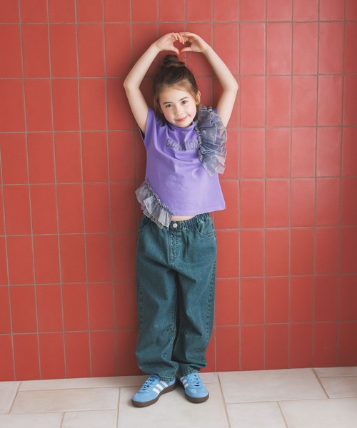 BAYFLOW（ベイフロー）の「[大人気Tシャツ!!デザインをアップデート★]アシメオーガンジーフリルT(KIDS)（Tシャツ/カットソー・キッズ・パープル/イエロー/チャコール・140cm/130cm/120cm/110cm/150cm）」の12枚目の写真