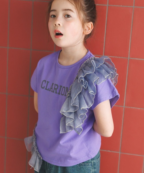 BAYFLOW（ベイフロー）の「[大人気Tシャツ!!デザインをアップデート★]アシメオーガンジーフリルT(KIDS)（Tシャツ/カットソー・キッズ・パープル/イエロー/チャコール・140cm/130cm/120cm/110cm/150cm）」の15枚目の写真