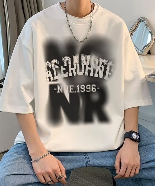 link lot(リンクロット)の「かすれロゴプリントビッグT(Tシャツ/カットソー・メンズ・ホワイト/ブラック・M)」の5枚目の写真