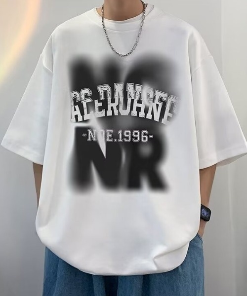link lot(リンクロット)の「かすれロゴプリントビッグT(Tシャツ/カットソー・メンズ・ホワイト/ブラック・M)」の6枚目の写真