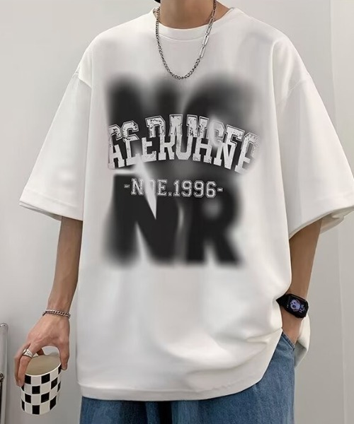 link lot(リンクロット)の「かすれロゴプリントビッグT(Tシャツ/カットソー・メンズ・ホワイト/ブラック・M)」の7枚目の写真