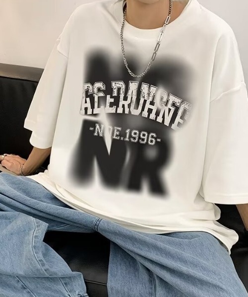 link lot(リンクロット)の「かすれロゴプリントビッグT(Tシャツ/カットソー・メンズ・ホワイト/ブラック・M)」の8枚目の写真
