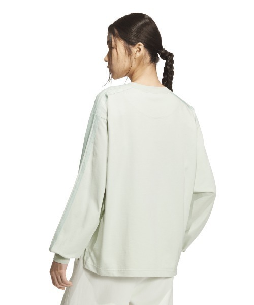 adidas（アディダス）の「アディダス adidas エッセンシャル プラス スリー ストライプス ルーズ フィット 長袖 Tシャツ（Tシャツ/カットソー・レディース・ブラック/オフホワイト/ライトグリーン・S/M/L/XL）」の18枚目の写真