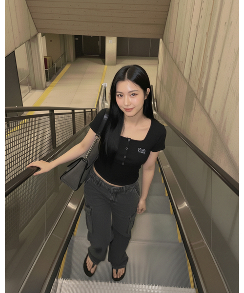 muahmuah（ムーアムーア）の「ヘンリーネックスクエアネック半袖Tシャツ[2色]（Tシャツ/カットソー・レディース・アイボリー/ブラック・FREE）」の19枚目の写真