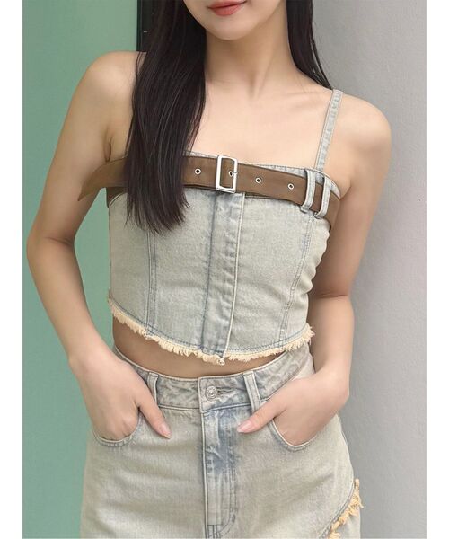 MURUA（ムルーア）の「【セットアップ対応】デニムビスチェ（その他トップス・レディース・ブルー/ブラック・FREE）」の2枚目の写真