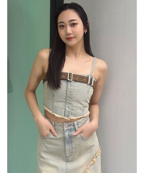 MURUA（ムルーア）の「【セットアップ対応】デニムビスチェ（その他トップス・レディース・ブルー/ブラック・FREE）」の3枚目の写真