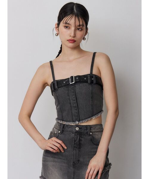 MURUA（ムルーア）の「【セットアップ対応】デニムビスチェ（その他トップス・レディース・ブルー/ブラック・FREE）」の4枚目の写真