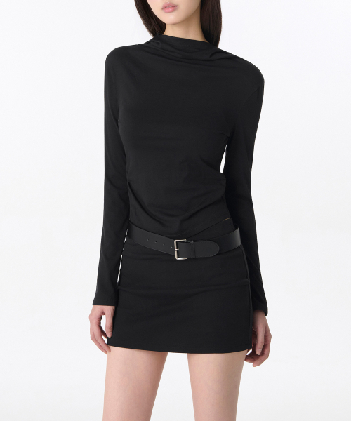 MUSINSA STANDARD WOMAN（ムシンサスタンダードウーマン）の「ウィメンズドレープフードパーカー長袖Tシャツ[ブラック]（パーカー・レディース・その他・LARGE/X-SMALL/SMALL/MEDIUM）」の3枚目の写真