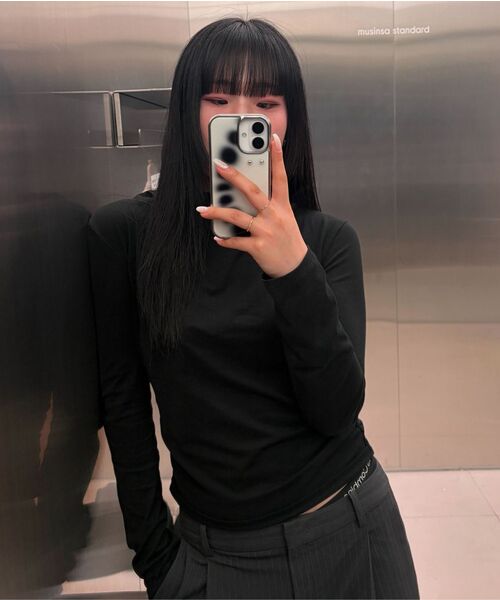 MUSINSA STANDARD WOMAN（ムシンサスタンダードウーマン）の「ウィメンズドレープフードパーカー長袖Tシャツ[ブラック]（パーカー・レディース・その他・LARGE/X-SMALL/SMALL/MEDIUM）」の8枚目の写真