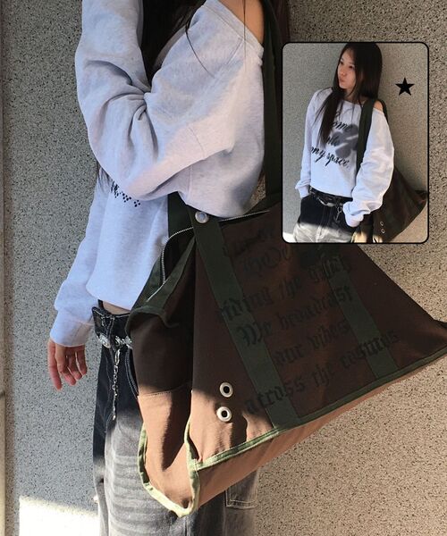 HOODHOOD(フッドフッド)の「アウトオブディスフード アイレットショルダーバッグ カーキ(ショルダーバッグ・メンズ・その他・FREE)」の3枚目の写真