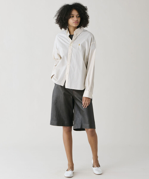 GYMPHLEX(ジムフレックス)の「Gymphlex | コットンストライプ ボタンダウン長袖シャツ WOMEN(シャツ/ブラウス・レディース・イエロー系その他・12)」の7枚目の写真