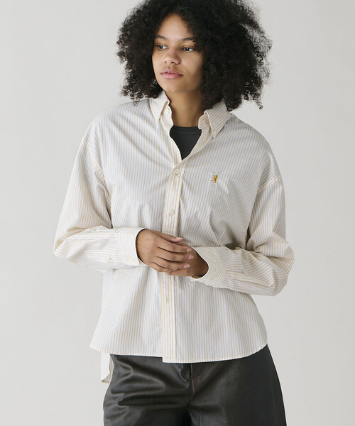 GYMPHLEX(ジムフレックス)の「Gymphlex | コットンストライプ ボタンダウン長袖シャツ WOMEN(シャツ/ブラウス・レディース・イエロー系その他・12)」の1枚目の写真