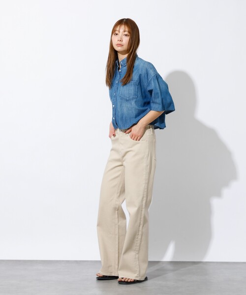 Healthy denim(ヘルシーデニム)の「【Healthy denim / ヘルシーデニム】Breezy Rosehip/半袖デニムシャツ/デニム【WEB限定】(シャツ/ブラウス・レディース・インディゴブルー・フリー)」の2枚目の写真