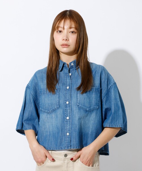 Healthy denim(ヘルシーデニム)の「【Healthy denim / ヘルシーデニム】Breezy Rosehip/半袖デニムシャツ/デニム【WEB限定】(シャツ/ブラウス・レディース・インディゴブルー・フリー)」の6枚目の写真