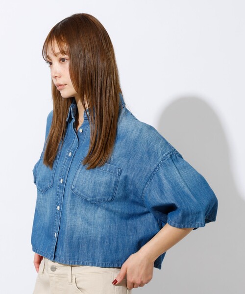 Healthy denim(ヘルシーデニム)の「【Healthy denim / ヘルシーデニム】Breezy Rosehip/半袖デニムシャツ/デニム【WEB限定】(シャツ/ブラウス・レディース・インディゴブルー・フリー)」の7枚目の写真