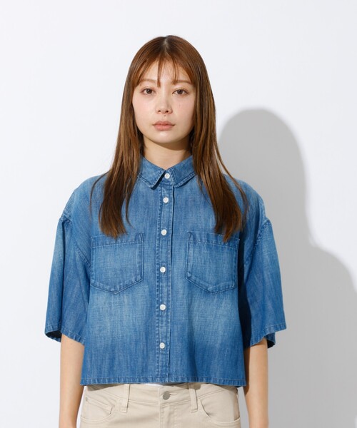 Healthy denim(ヘルシーデニム)の「【Healthy denim / ヘルシーデニム】Breezy Rosehip/半袖デニムシャツ/デニム【WEB限定】(シャツ/ブラウス・レディース・インディゴブルー・フリー)」の8枚目の写真