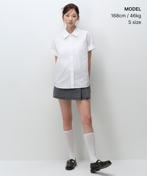 MUSINSA STANDARD WOMAN（ムシンサスタンダードウーマン）の「ウィメンズリラックスドソフトポプリン半袖シャツ[ホワイト]（シャツ/ブラウス・レディース・その他・X-SMALL/MEDIUM/LARGE/SMALL）」の2枚目の写真
