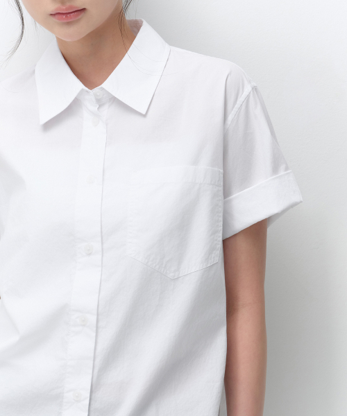 MUSINSA STANDARD WOMAN（ムシンサスタンダードウーマン）の「ウィメンズリラックスドソフトポプリン半袖シャツ[ホワイト]（シャツ/ブラウス・レディース・その他・X-SMALL/MEDIUM/LARGE/SMALL）」の4枚目の写真
