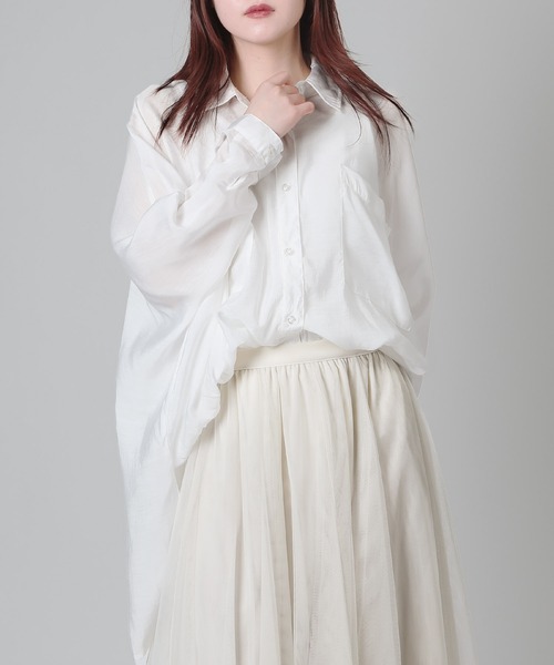 aimoha（アイモハ）の「シアードルマンシャツ (SS)（シャツ/ブラウス・レディース・ブラック/グレイッシュベージュ/オフホワイト/ブラウン・FREE）」の11枚目の写真