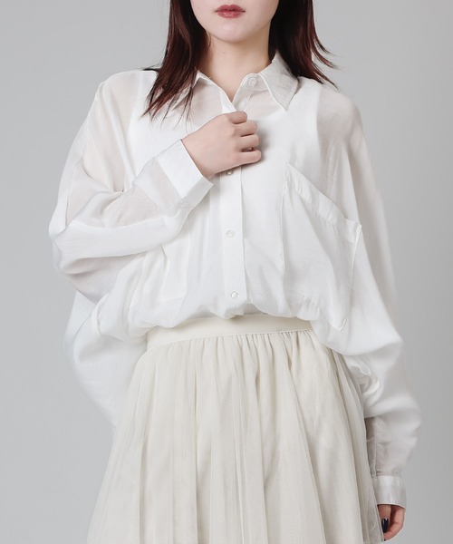 aimoha（アイモハ）の「シアードルマンシャツ (SS)（シャツ/ブラウス・レディース・ブラック/グレイッシュベージュ/オフホワイト/ブラウン・FREE）」の17枚目の写真