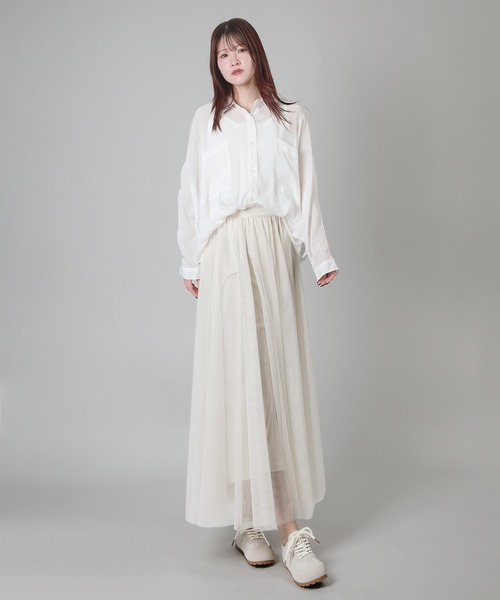 aimoha（アイモハ）の「シアードルマンシャツ (SS)（シャツ/ブラウス・レディース・ブラック/グレイッシュベージュ/オフホワイト/ブラウン・FREE）」の5枚目の写真