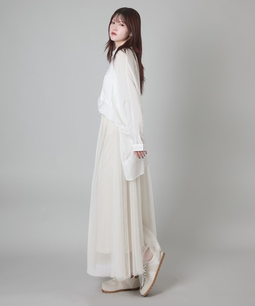 aimoha（アイモハ）の「シアードルマンシャツ (SS)（シャツ/ブラウス・レディース・ブラック/グレイッシュベージュ/オフホワイト/ブラウン・FREE）」の6枚目の写真