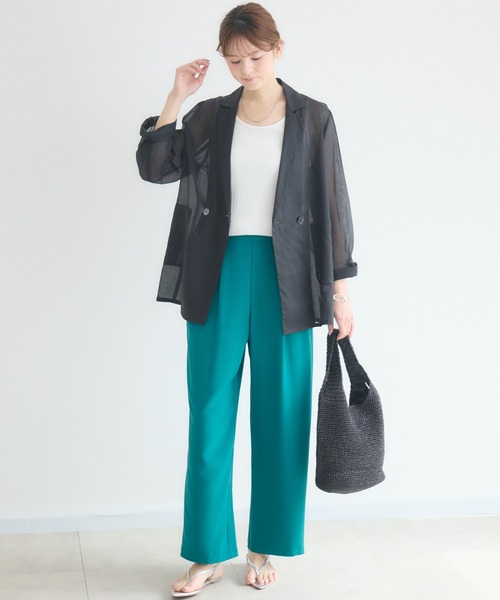 KATHARINE ROSS（キャサリンロス）の「【KATHARINE ROSS】ブライトコットンシアーテーラジャケット（テーラードジャケット・レディース・ベージュ/ブラック・FREE）」の6枚目の写真