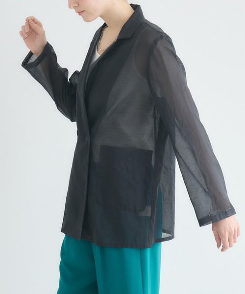 KATHARINE ROSS（キャサリンロス）の「【KATHARINE ROSS】ブライトコットンシアーテーラジャケット（テーラードジャケット・レディース・ベージュ/ブラック・FREE）」の9枚目の写真