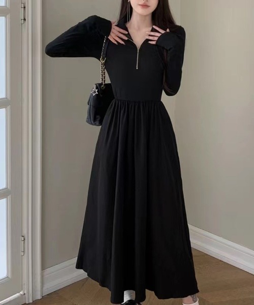 mielu(ミエル)の「Aラインスリムワンピース(ワンピース・レディース・ブラック・MEDIUM)」の1枚目の写真