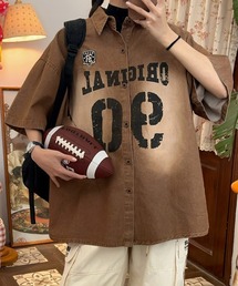 Ressaca | オーバーサイズナンバープリント半袖デニムシャツ(シャツ/ブラウス)