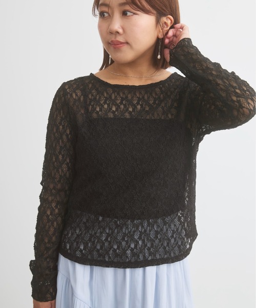 COHINA(コヒナ)の「ストレッチレースボートネックトップス 【低身長・小柄女性】(Tシャツ/カットソー・レディース・ブラック/ホワイト・ONE SIZE)」の21枚目の写真