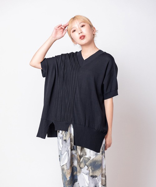 OSMOSIS（オズモーシス）の「2WAY切替ニットプルオーバー（ニット/セーター・レディース・ホワイト/ライトグリーン/ブラック・ONE SIZE）」の2枚目の写真